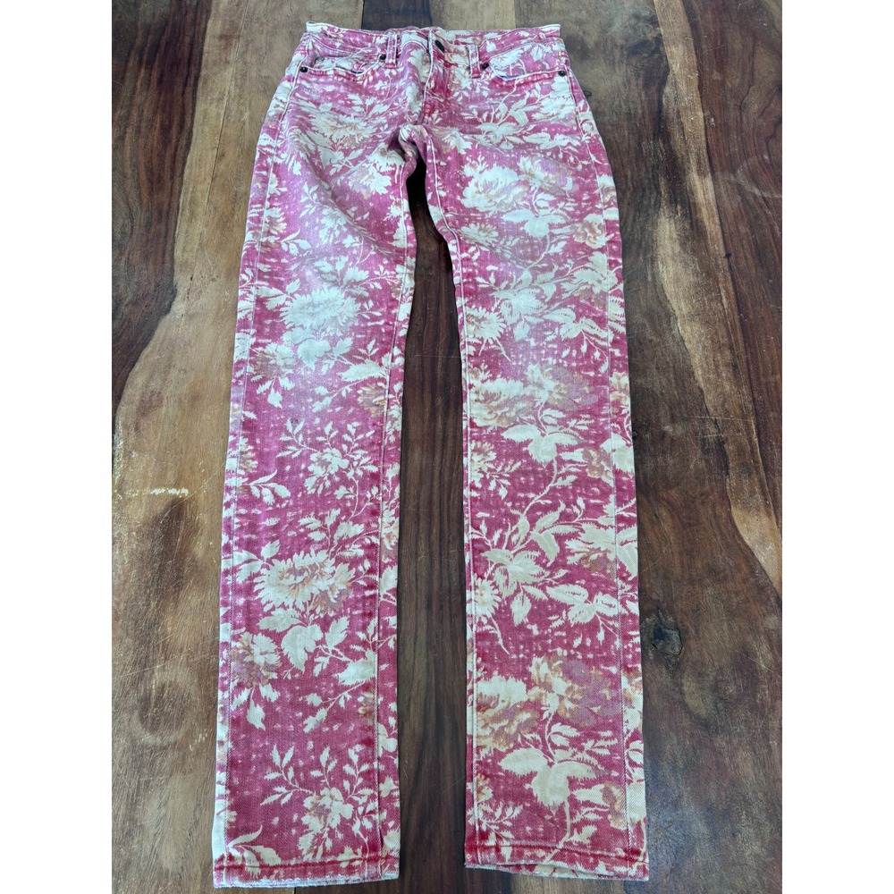 DENIM & SUPPLY RALPH LAUREN skinny jeans women 27 pink floral acid wash mid rise